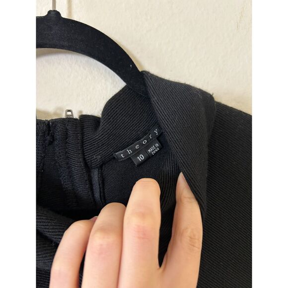Theory Dress Women's 10 Black Wool Blend Vyla Comfort Knit‎ Zipper minimalist - Picture 3 of 12